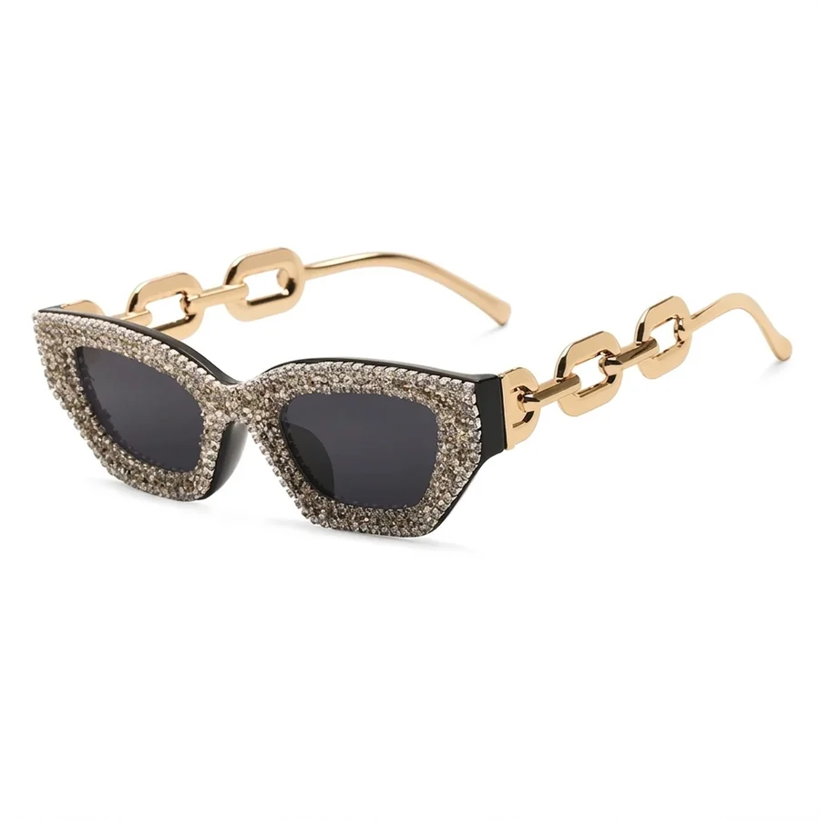 Gold-Plated Cat Eye Rhinestone Sunglasses — Back view