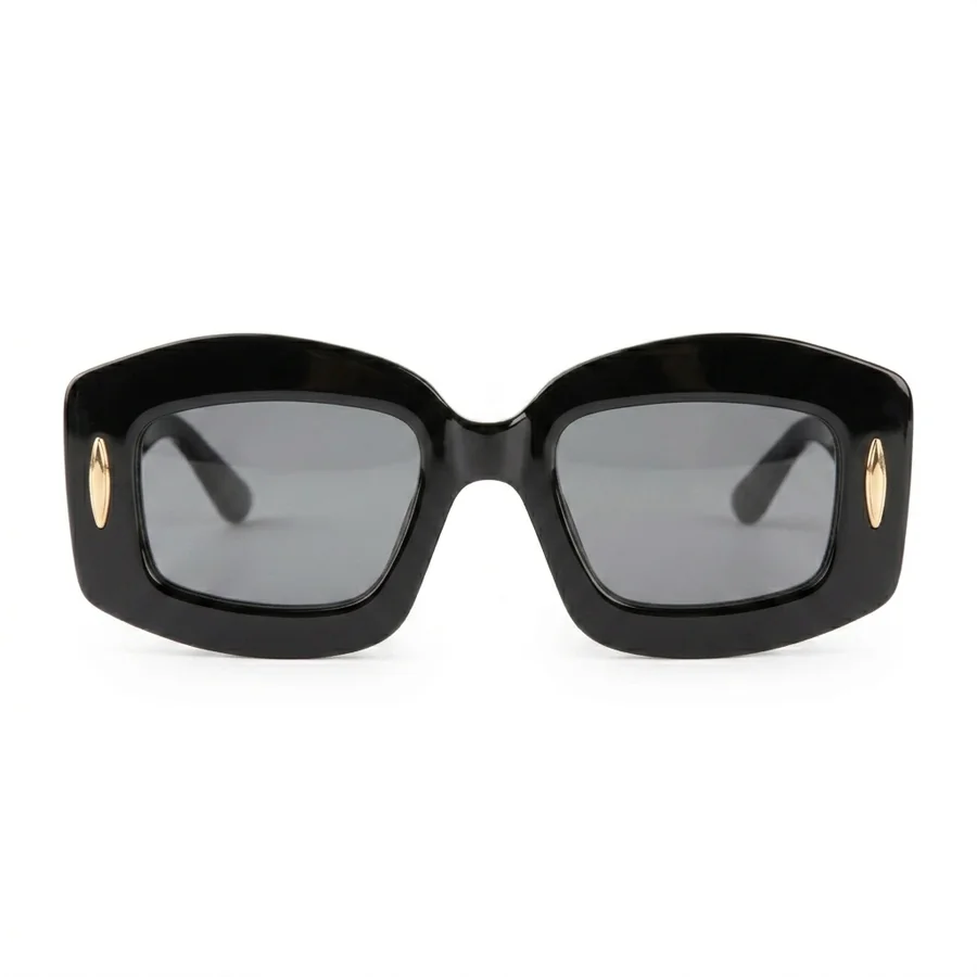 Green Rectangular Fashion Glasses — Back view