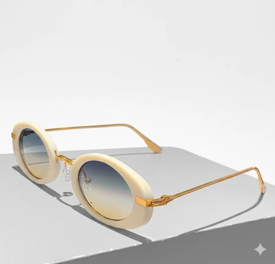 Oval Black & White Luxury Shades — Front view
