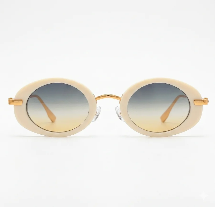 Oval Black & White Luxury Shades — Back view