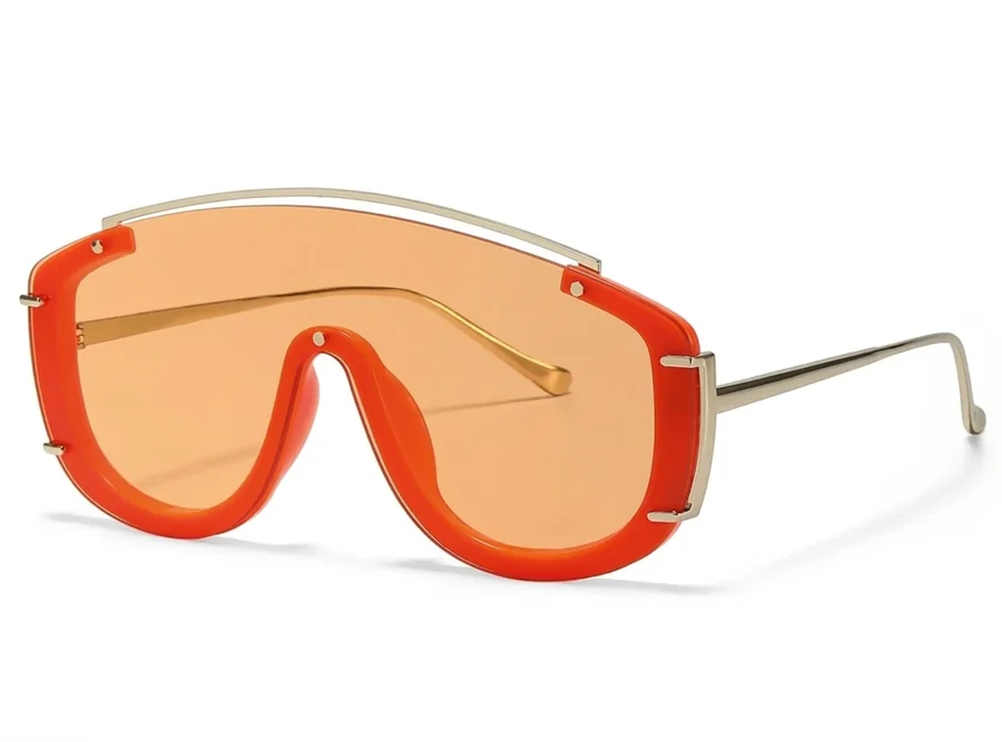 Women Shield Semi-Rimless Glasses — Back view