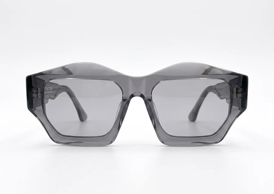 Thick Frame Asymmetrical Polygonal Glasses — Back view
