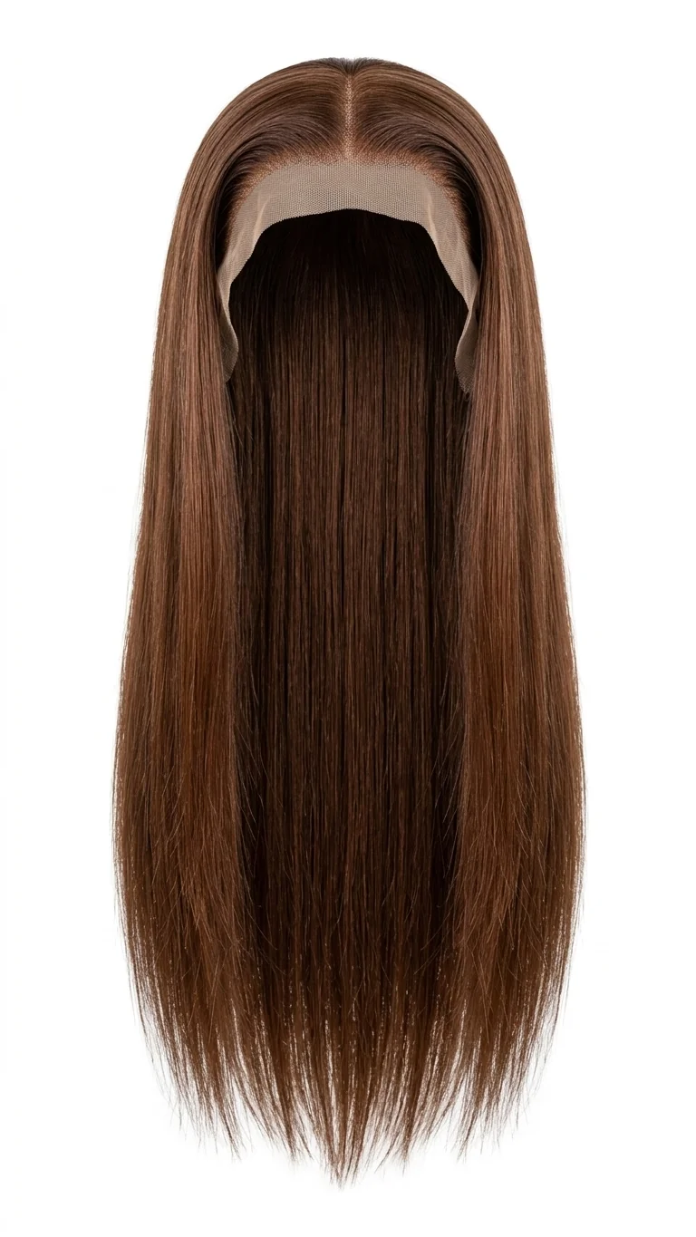 Straight Chocolate Brown Wig — Front view